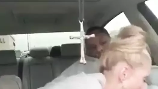 Blonde Mature Gives BBC Blowjob in Car