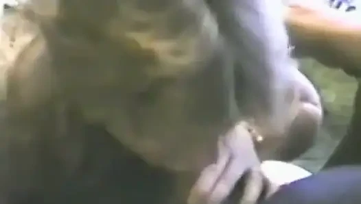 Bir esmer itaatkar olarak erkeğinin yarağını emiyor