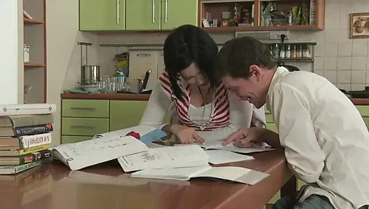 Horny teen likes ass fucking after hard studying