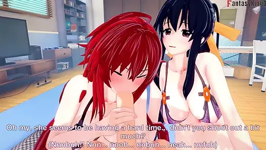 Akeno и Rias Удивите меня двойным минетом - СЕРИЯ БЕЗУМИЕ ПОСЛЕ NTR