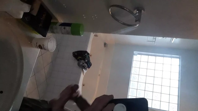 Stroking fat, thick white dick