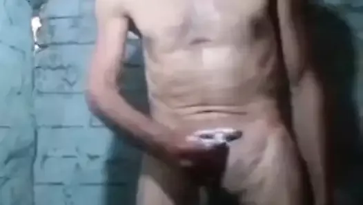 Pakistani old step dad spits sperm in the bathroom