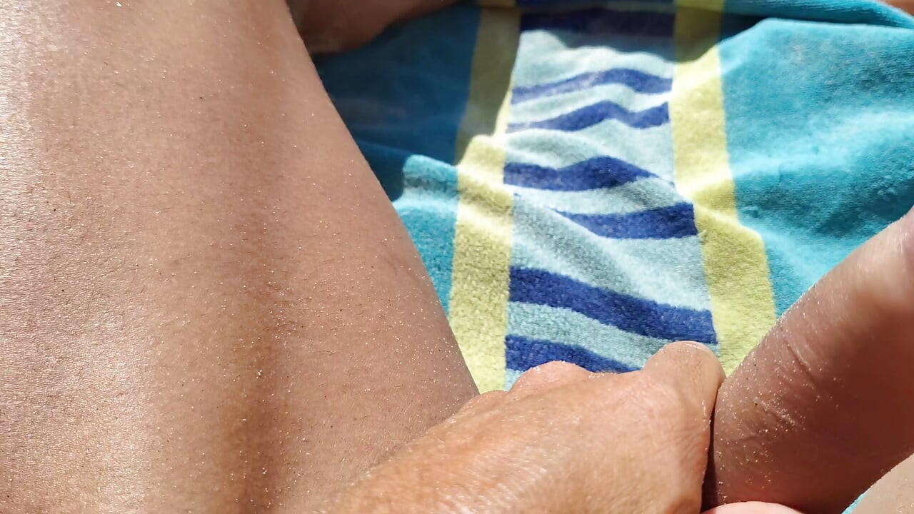 Risky Beach Jerk Off - Stroking My Cock While People Walk By