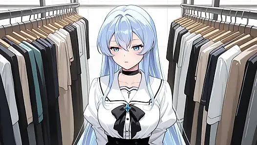 Esdeath kam, um neue sexy dessous zu kaufen und hat spaß mit einem rosa dildo. Esdeath hentai cosplay