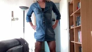 Showing my new denim dress...