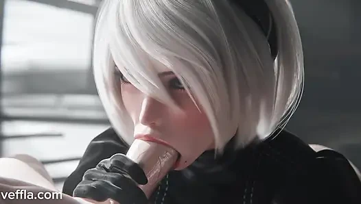 Yorha 2b android dientot habis-habisan: nier automata 3d hentai lagi asik dicrot di dalam 4k nsfw