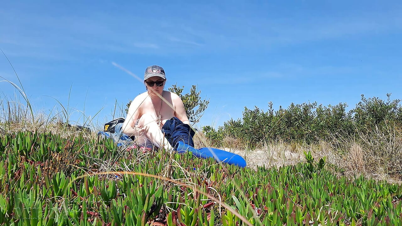 Amateur Nudist Girl: Stripping & Touching Herself on a Quiet Spring Beach in Uruguay