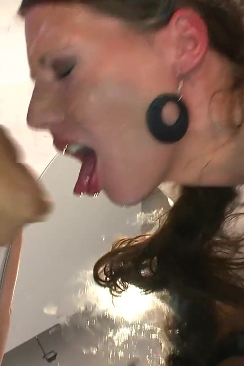Brunette Slut Swallows Cum From Dozens of Cocks in Raw Ggg Bukkake