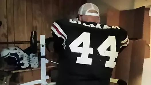 Football jock takes it after practice