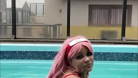 BBW Sakura Haruno at the Pool