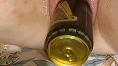 The sluts pussy spitting out beer can !