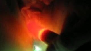 close fingering ex with glowstick