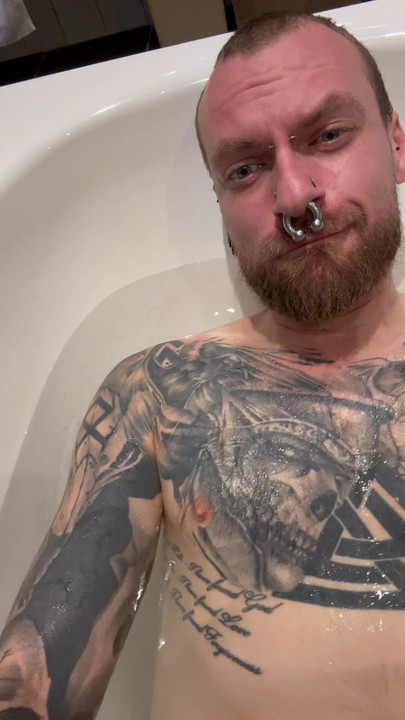 Inked stud bathing and showing of pits