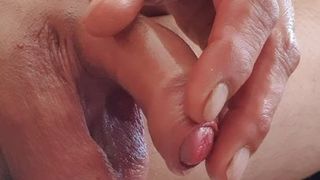 Playing with uncut cock and big balls
