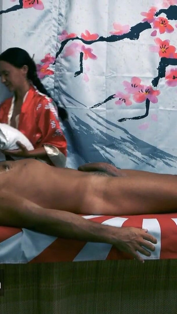 Captivating moment from "Erotic oil massage with lot of kissing passionate sex with huge cumshot inside mouth with swallow"