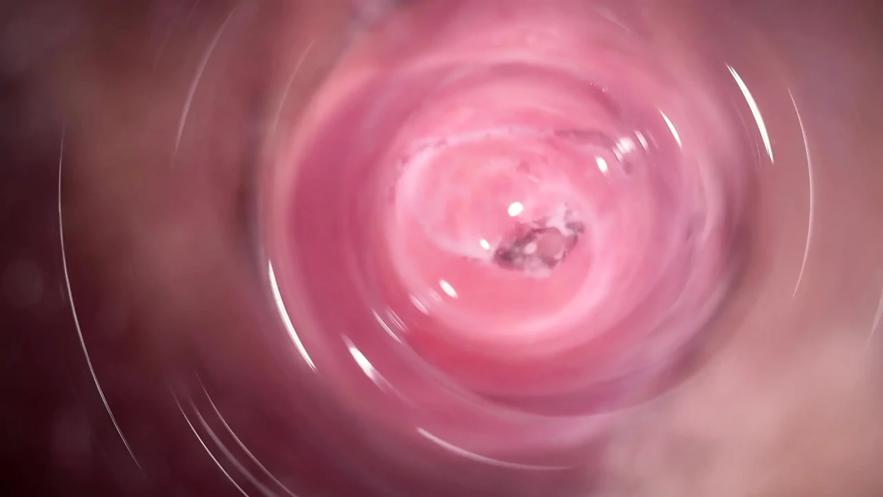 Camera deep inside Mia's tiny creamy vagina