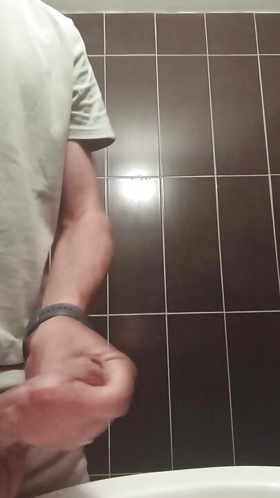 Solo masturbate in public toilet