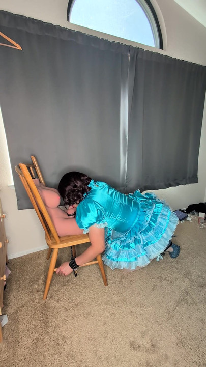 Sissy Maid Gets Her Collar Locked to Her Doll's Cock!