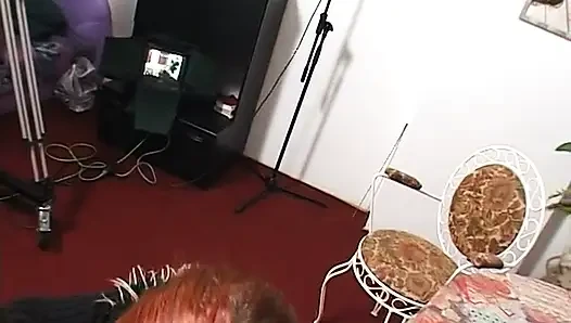 Amazing redhead blowing cock