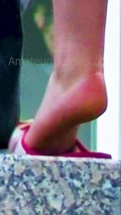 Shoeplay Girl slips out of her ballerinas flats Dangling
