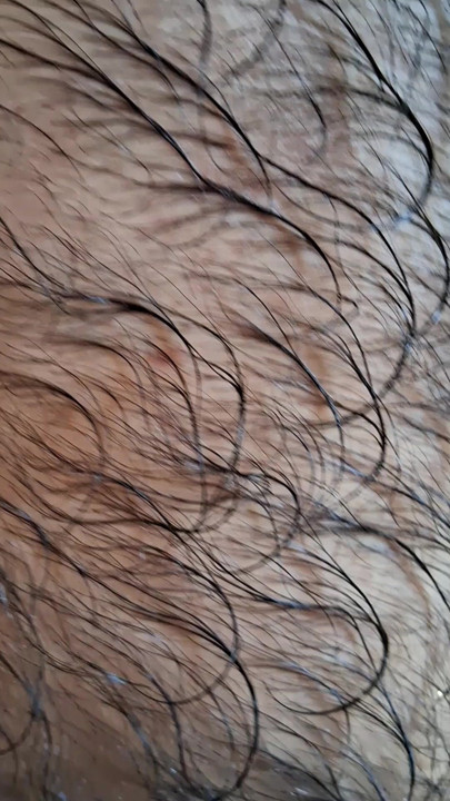 Wet body hair after showering
