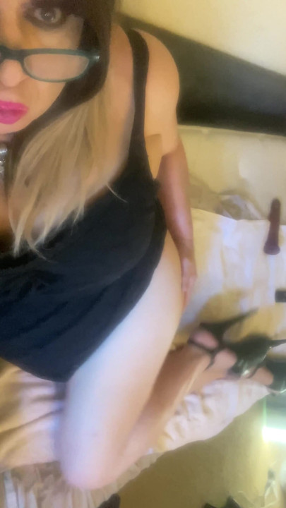 Emotional moment from "CD Krissy Sweets stroking her shaved she cock"