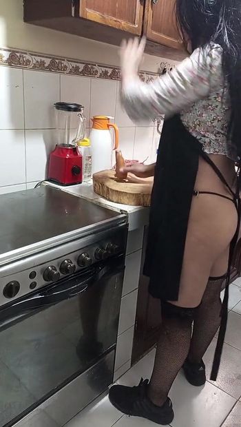 The Carrot Fucked Her in Stepmom's Kitchen. You'll Find Her Cooking for Customers