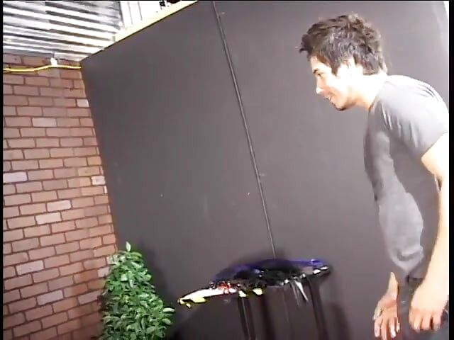 Sexy ebony dominatrix whips male slave before using vibrator on him