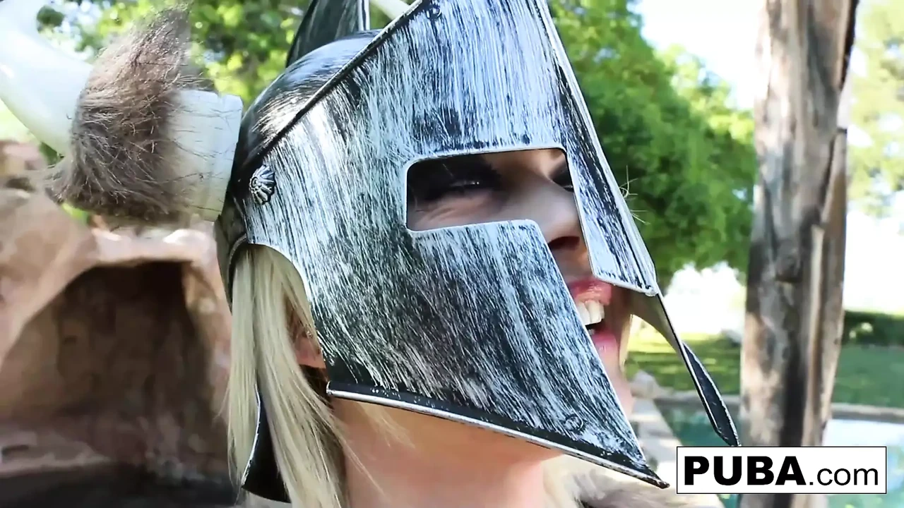 Viking Nadia plays wtih her pussy in the forest