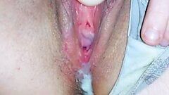 the dildo penetrates my wet tight pussy hard