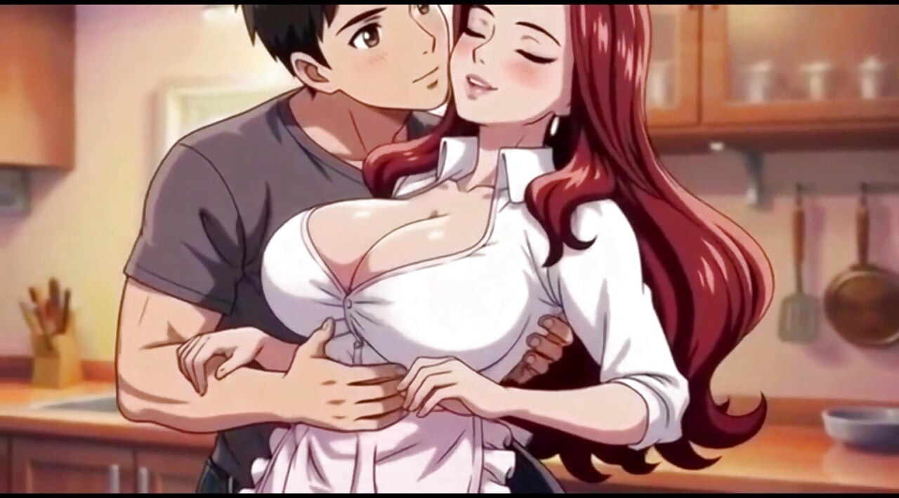 Stepmom teach stepson a special recipy in sexy style in kitchen