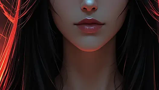 Slideshow ai art fantasi hitam wanita pejuang assassin shadow dengan rambut hitam jet dan amber eyes