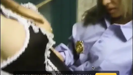 Big boobs police woman pussy licking, sexy maid dildo penetrated