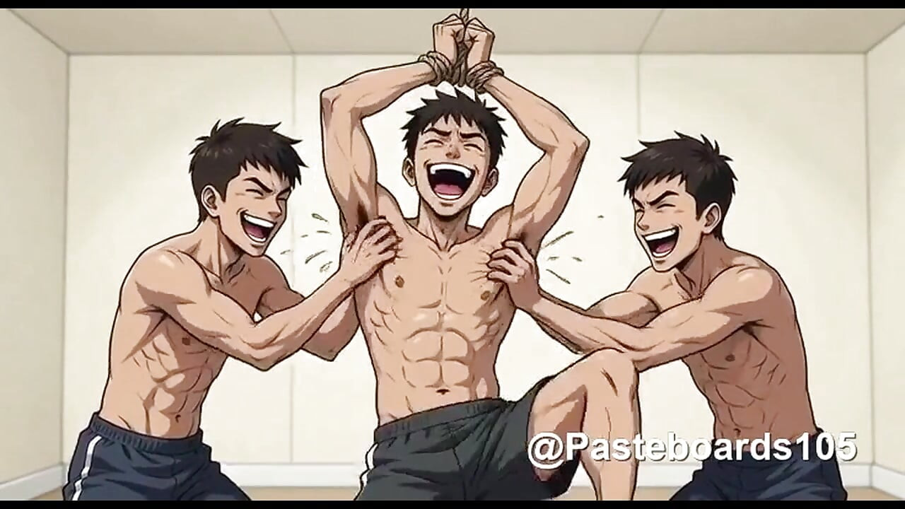 Pověšený za zápěstí - holýma rukama na podpaží a žebrech (2D anime)