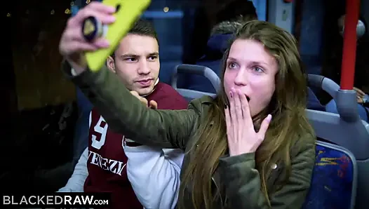 BLACKEDRAW Two beauties fuck giant BBC on bus!