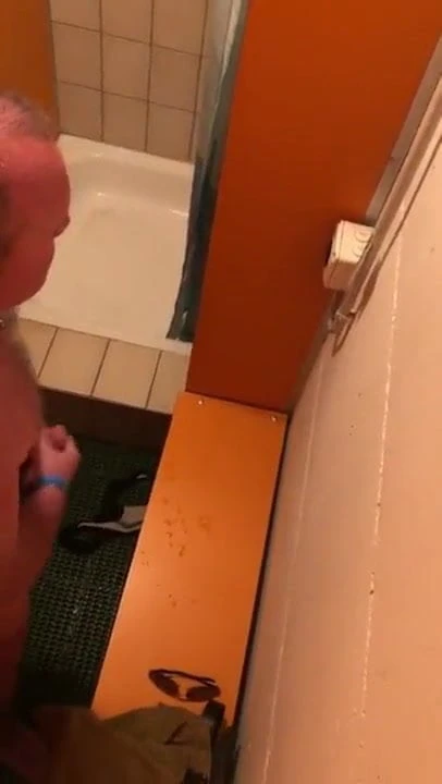Sexy Daddy Caught Wanking in Camping Shower