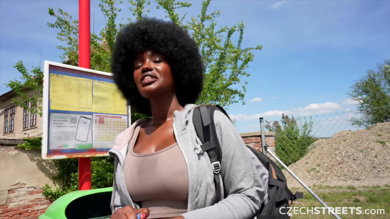 チェコの通り152:かわいい巨乳の黒人の女の子と急いで