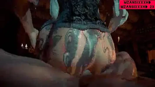 Sexy-tattood pawg gets fucked in a dungeon.