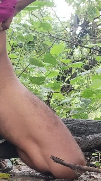 Spectacular moment from "Boy masturbating in the ,forest outside the house Cum spray from cock Desi village boy big black"