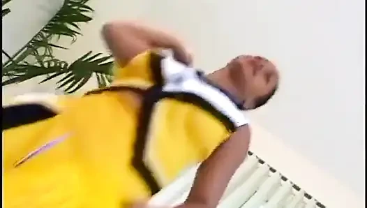 Black cheerleader rides big cock