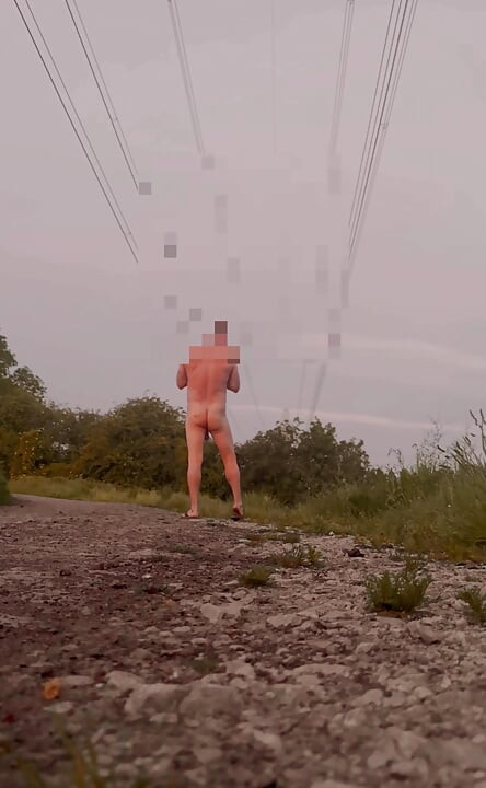 Long naked walk to the welcome sign , different direction