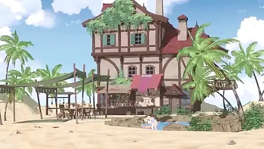 Genshin Impact - Ayaka, barbara und Nilous geheimer strandsex mit zunge - verführerisches stöhnen - 3D NSFW Animation