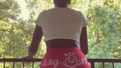 Big Booty Ebony shows off her ThiCk fil A shorts