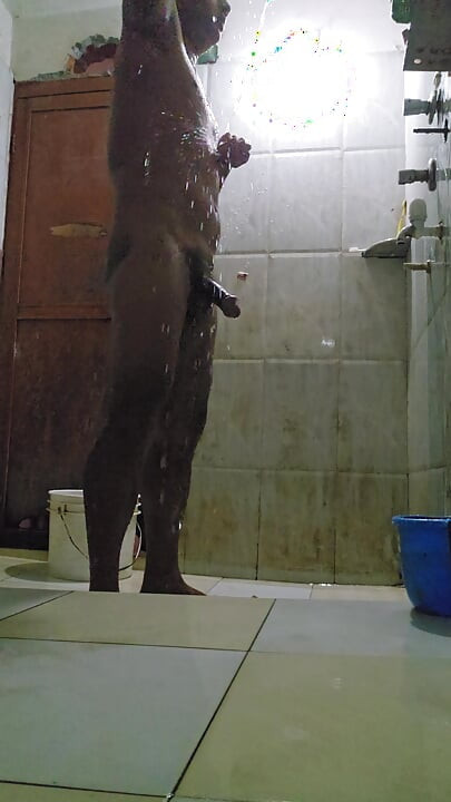 I made a video for you of me taking a shower with my big cock