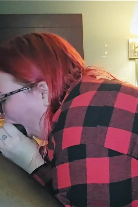 Redhead Aubrey Bigbabe304 Slobbers on a Big Fat Black Cock