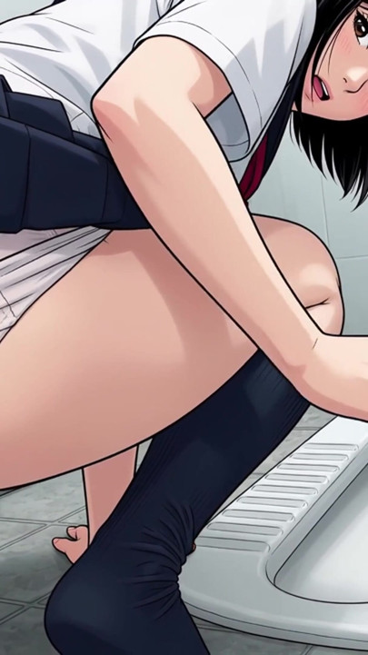 An office lady pees in the restroom, exposing her big, round butt | Clip 2