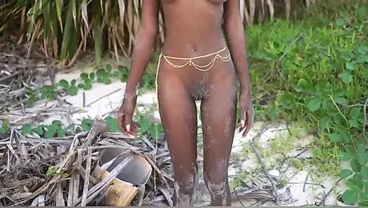 Teen With Big Nautural Tits plays Outside