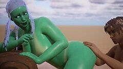 Mujer alienígena es criada por humanos - animación 3d