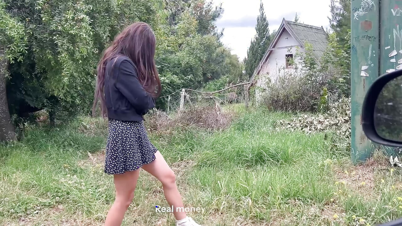 A modest village girl shows her tits and opens her ass to an impudent guy