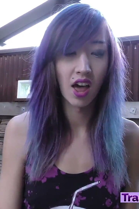 Hot Emo Asian Trans Huge Cock Solo!